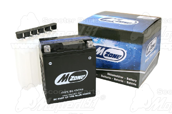 akkumulátor 12V 7Ah YTX7L-BS 114x71x131 + savcsomag AGM technologiával MZONE