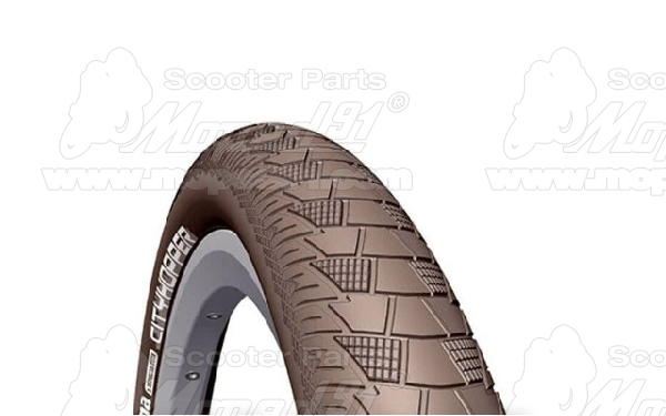 Bicycle tyre 26x2,25 (57-559) V99 (APS) CITYHOPPER classic, brown color with Antipuncture System (APS) and Reflective Sidewall RUBENA - MITAS