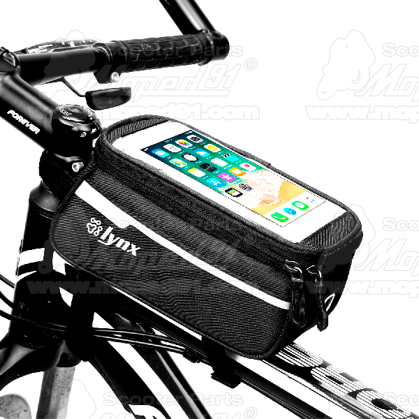 Taška na mobil na hornú trubicu na bicykel 21 * 9 * 10,5 cm, Veľkosť mobilu: menej ako 6,0 palcov, Hmotnosť: 150 g, Otvor na slúchadlá, Suchý zips, sivo-čierna so svetlým pruhom, LYNX