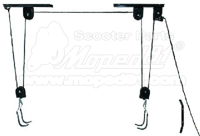 FAHRRAD Fahrradlift mit Gummi überzogene Befestigungshaken zum Schutz vor dem Zerkratzen des Fahrrads, bis zu 4 m Höhe, 20 kg Hebegewicht, TÜV/ GS geprüft German Quality