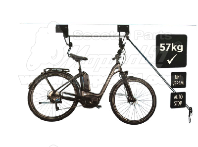 Starker Fahrradlift, schwarz, zur Befestigung des Fahrrads an der Decke bis zu einer Höhe von 4 Metern, stabiles rundes Seil, mit gummibeschichteten Haken zum Schutz vor Kratzern, Tragfähigkeit 57 kg, in einer Box