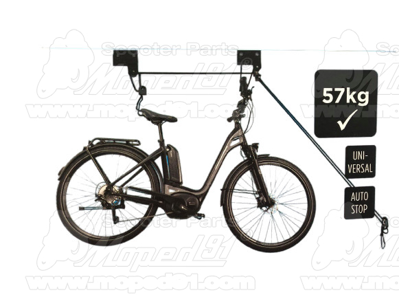 Starker Fahrradlift, schwarz, zur Befestigung des Fahrrads an der Decke bis zu einer Höhe von 4 Metern, stabiles rundes Seil, mit gummibeschichteten Haken zum Schutz vor Kratzern, Tragfähigkeit 57 kg, in einer Box