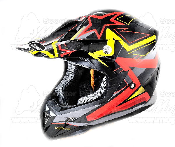 bukósisak BLACK RED STAR CROSS. Méret: XS. MZONE