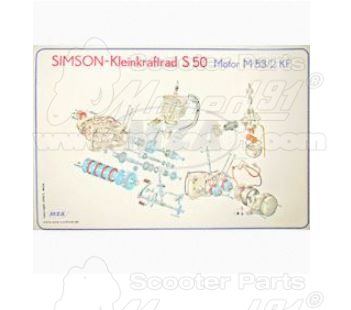 színes poszter, robbantott ábra - MZA SIMSON - S50