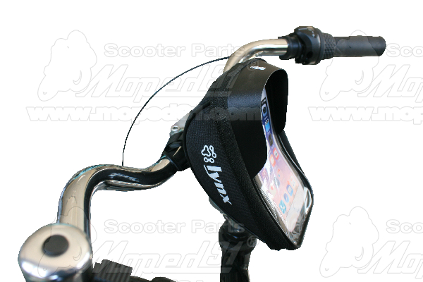 taška na mobil na bicykel 18,5 * 9,5 * 8,5 cm, materiál: 600D polyester + PE+ priehľadné PVC, Hmotnosť: 100 g, Dizajn svetelná závora, 7 "dotykový displej, čierno-sivý so svetlým pruhom, LYNX