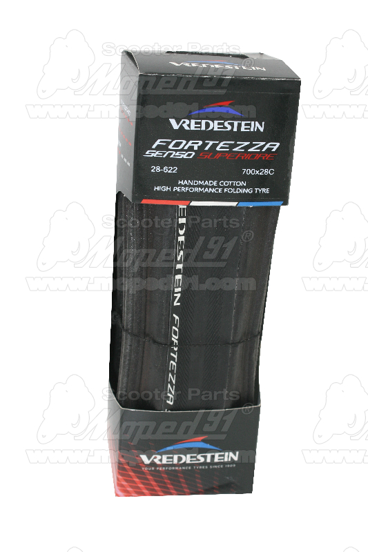 kerékpár köpeny 700x28C (28-622) 28" AWS 6-8 bar 280g black/black O Road Fortezza Senso Superiore VREDESTEIN