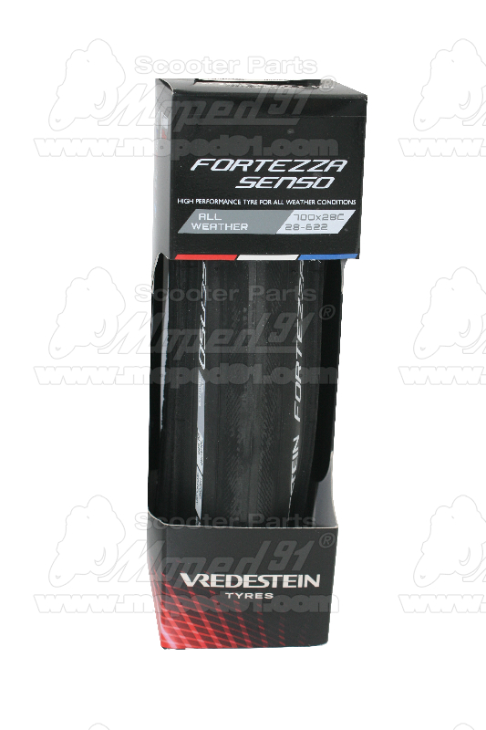 kerékpár köpeny 700x28C (28-622) 28 AWS 6-8 bar 260g black/black O Fortezza Senso All Weather Vredestein 