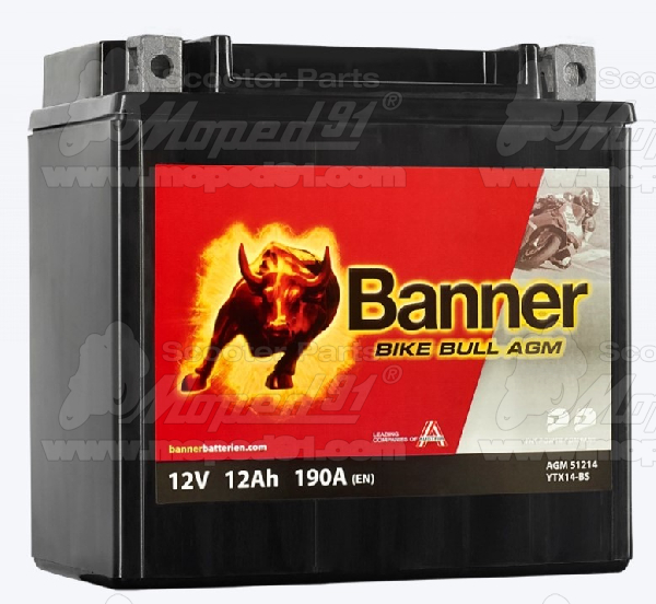 akkumulátor 12V 12Ah BTX14-BS AGM BANNER BIKE BULL 150x87x147 