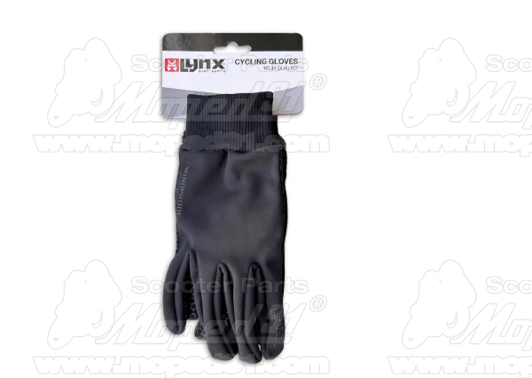 Kerékpáros sportkesztyű téli, XL méret, érintőképernyő kompatibilis, fekete LYNX