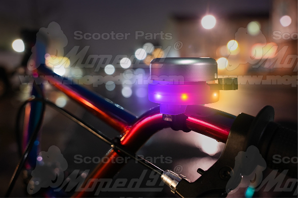 kerékpár csengő ezüst, színes led világítással BRIGHTZ