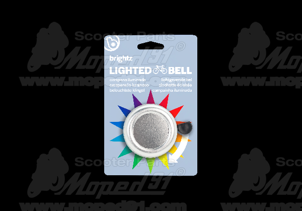 kerékpár csengő ezüst, színes led világítással BRIGHTZ