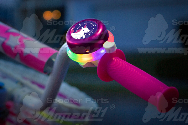 kerékpár csengő pink unikornisos, színes led világítással BRIGHTZ