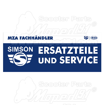 reklámbanner, 200x80cm-es PVC, "SIMSON Ersatzteile und Service" motívummal