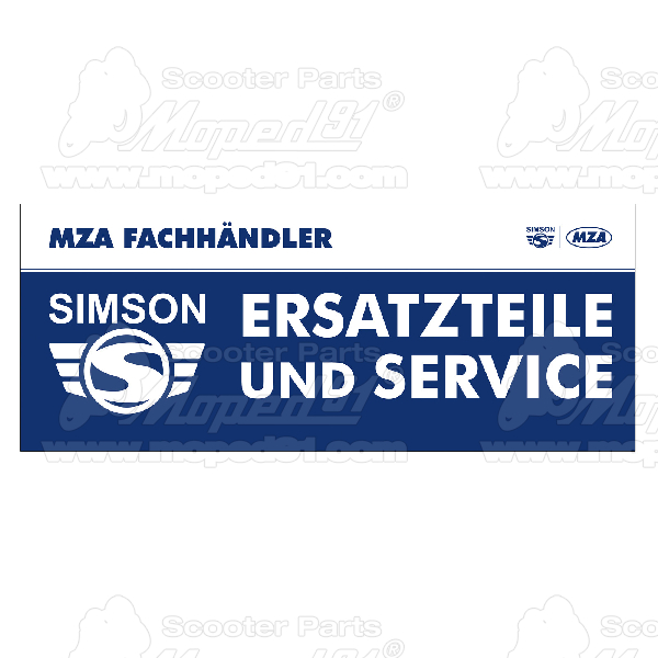 reklámbanner, 200x80cm-es PVC, "SIMSON Ersatzteile und Service" motívummal