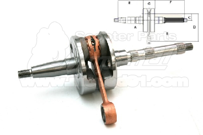crankshaft APRILIA MOJITO 50 (04-08) / SCARABEO STREET 2T RESTYLING (06-09) / SCARABEO STREET (05-06) / DERBI ATLANTIS 2T EU2 50 (07-09) / ATLANTIS BULLET (03-05) / ATLANTIS CITY (03-06) / GP1 (01-03) / GILERA DNA 50 (00-02) / ICE (01-05) / STALKER (97-04
