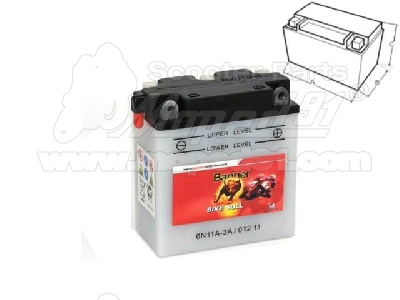 akkumulátor 6V 11Ah B6N11A-3A + savcsomag BANNER BIKE BULL 122x62x132
