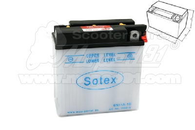akkumulátor 6V 11Ah 6N11A-1B + savcsomag 120x60x130 SIMSON 50 / S51 / MZ ES / TS 150-250  SOTEX 
