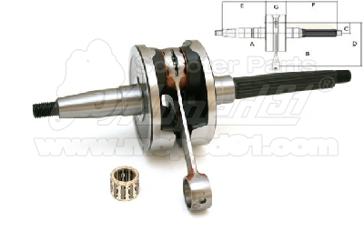 APRILIA crankshaft MOJITO 50 (04-08) / SCARABEO STREET 2T RESTYLING (06-09) / SCARABEO STREET (05-06) / DERBI ATLANTIS 2T EU2 50 (07-09) / ATLANTIS BULLET (03-05) / ATLANTIS CITY (03-06) / GP1 (01-03) / GILERA DNA 50 (00-02) / ICE (01-05) / STALKER (97-04