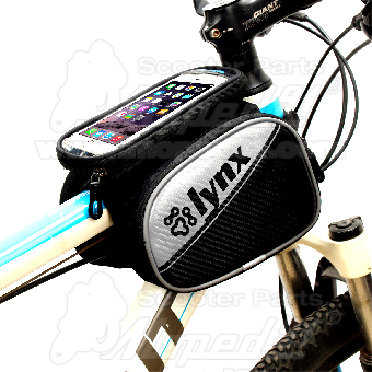 Taška na mobil na hornú trubicu na bicykel 180 * 190 * 125 mm, Materiál: Polyester + PVC + Umelá koža, Veľkosť tašky na mobil 5,5 ": 25 * 170 * 90 mm, Hmotnosť: 5,5 palca: 233 g, čierno-modrá, LYNX