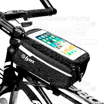 Taška na mobil na hornú trubicu na bicykel 21 * 9 * 10,5 cm, Veľkosť mobilu: menej ako 6,0 palcov, Hmotnosť: 150 g, Otvor na slúchadlá, Suchý zips, sivo-čierna so svetlým pruhom, LYNX