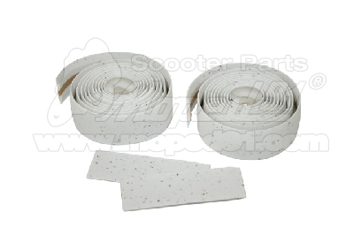 Banda de ghidare pe bicicletă 1 set = 4 casete (2x160 cm + 2x8,5 cm) cu dopuri de ghidon ?i bandă adezivă, ALB, LYNX calitatea germană