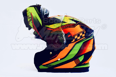 bukósisak felnyitható FLIP UP. GREEN-ORANGE FORCE Méret: M. MZONE