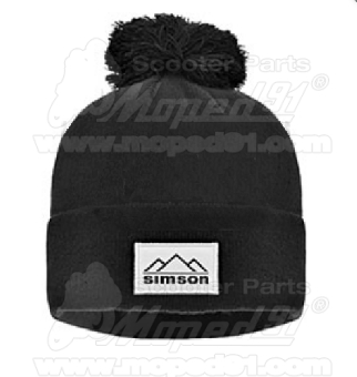 SIMSON kötött sapka, bojttal, fekete