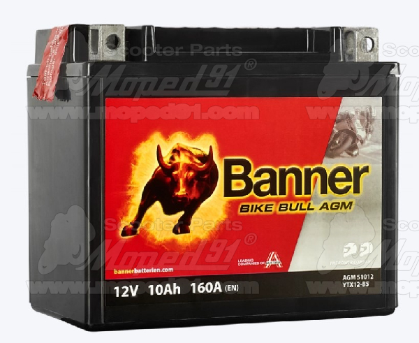 akkumulátor 12V 10Ah BTX12-BS AGM BANNER BIKE BULL 150x87x131